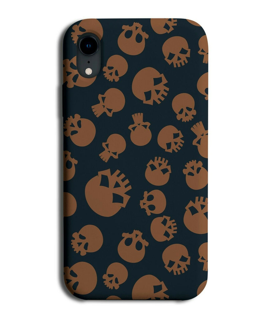 Brown & Black Skeleton Halloween Pattern Phone Case Cover Skulls Wallpaper H702
