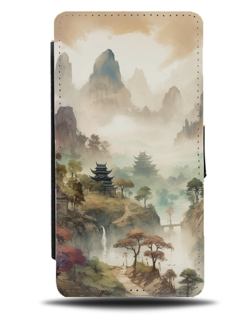 Chinese Waterfall Scenery Flip Wallet Case Land Landscape China Water Fall CZ64