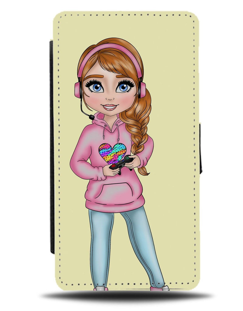 Ginger E-Girl Flip Wallet Case E Girl Gaming Red Headed Streamer Headphones AP92