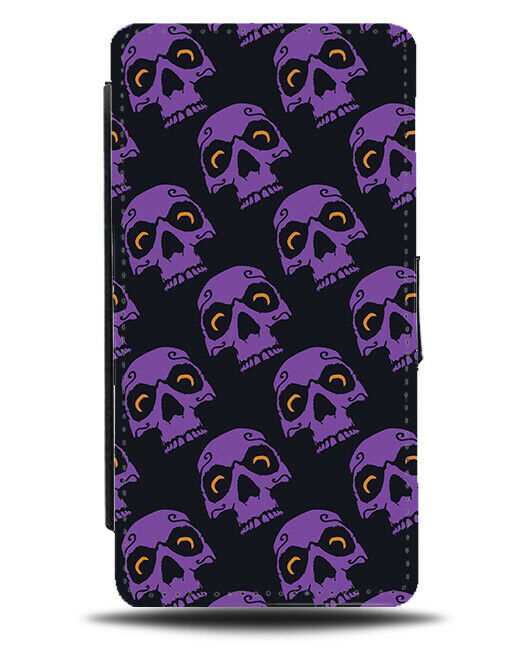 Purple and Yellow Skull Faces Flip Wallet Case Patter Wallpaper H759