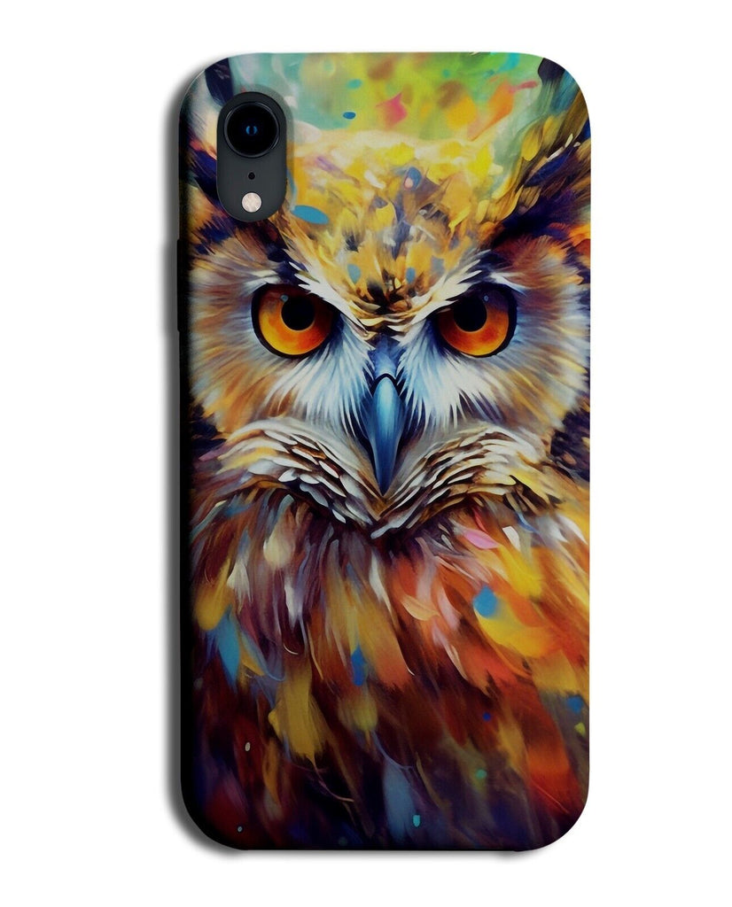 Owl Face Artwork Phone Case Cover Painting Print Colourful Owls Birds Prey CI46
