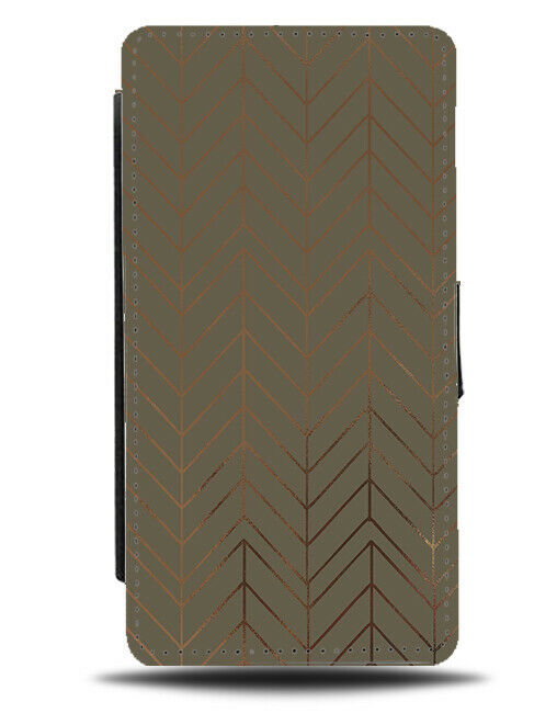 Dark Green and Golden Lined Flip Wallet Case Building Structure Sculpture F860