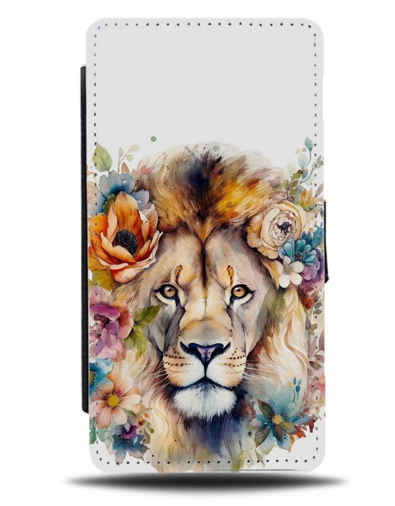 Male Lion Watercolour Painting Flip Wallet Case Lions Face Mane African BD78