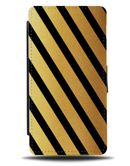 Gold & Black Pink Flip Cover Wallet Phone Case Coloured Stripes Golden Cool i894