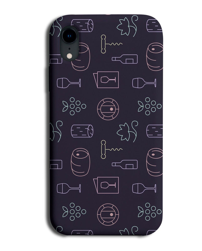 Wine Pattern Phone Case Cover Design Sketched Outline Drinker Gift K866