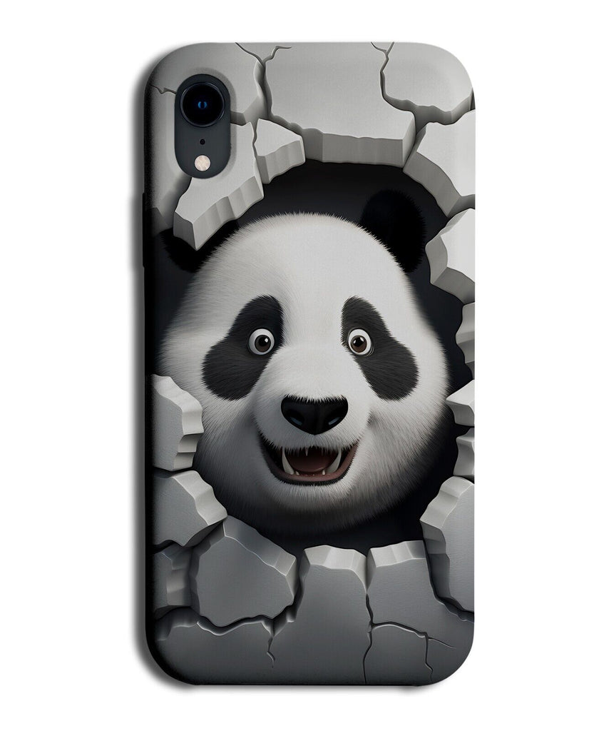 Funny Giant Panda Cartoon Head Through Wall Print Phone Case Cover 3D Style CV73