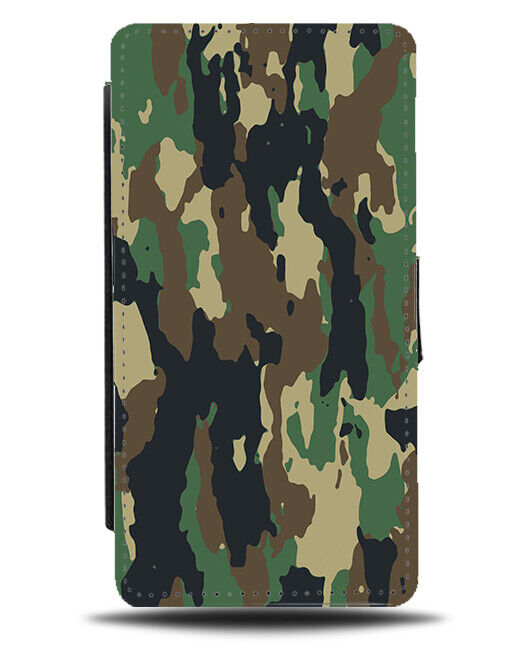 Army Green and Brown Camo Colours Flip Wallet Case Cartoon Print K833