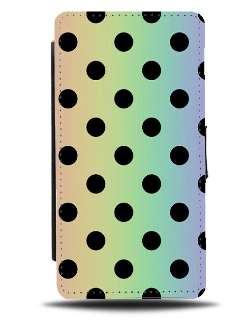 Rainbow and Black Spotted Flip Cover Wallet Phone Case Spots Colourful Kids i482