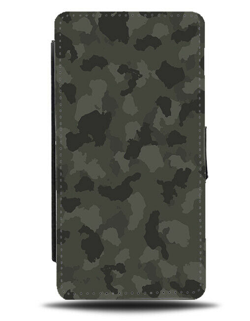 Dark Green Army Shapes Flip Wallet Case Camo Patterned Picture Photo H575
