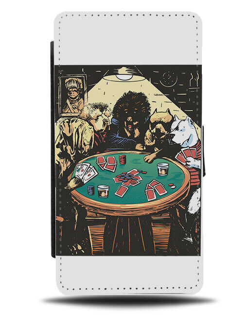 Dog Gambling Print Flip Wallet Case Dogs Poker Chips Gambler Painting Funny N387