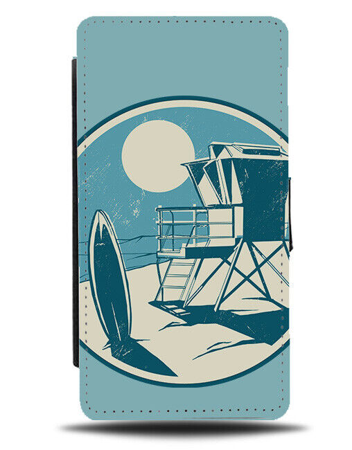 Retro Surfboard Poster Design Flip Wallet Case Surfboard Beach Hut Beaches K314