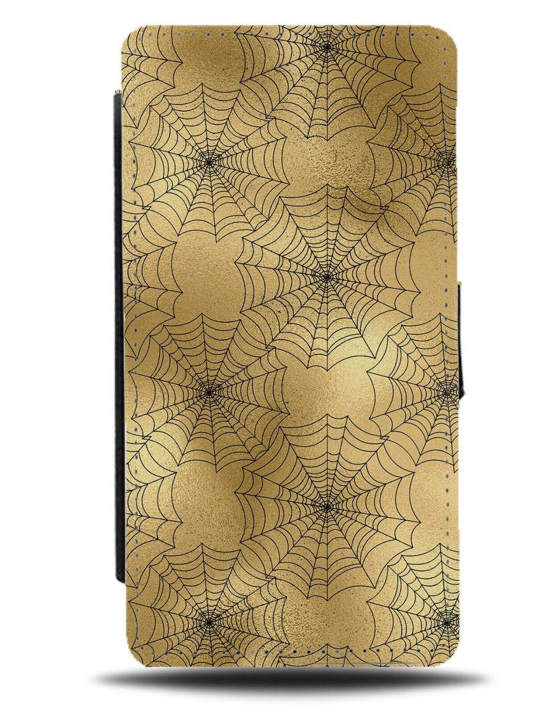 Golden Spiderweb Flip Wallet Case Spiderwebs Spider Webs Shapes Spirals AI58