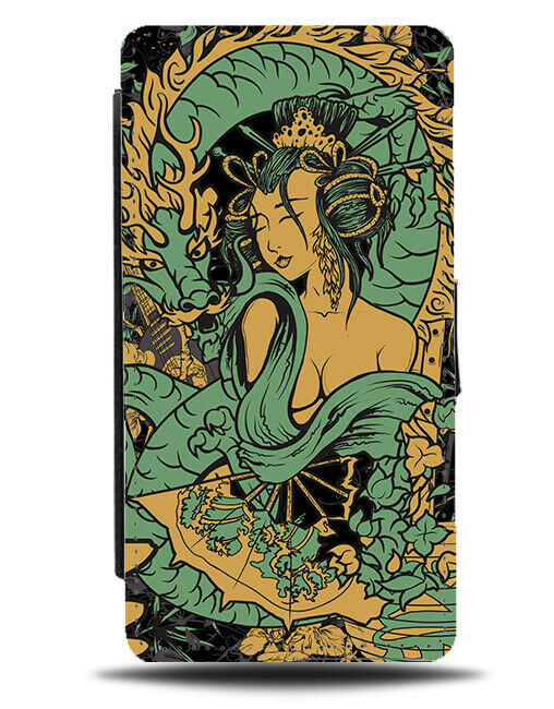 Green and Yellow Dragon Around Woman Flip Wallet Phone Case Anime Cartoon E360