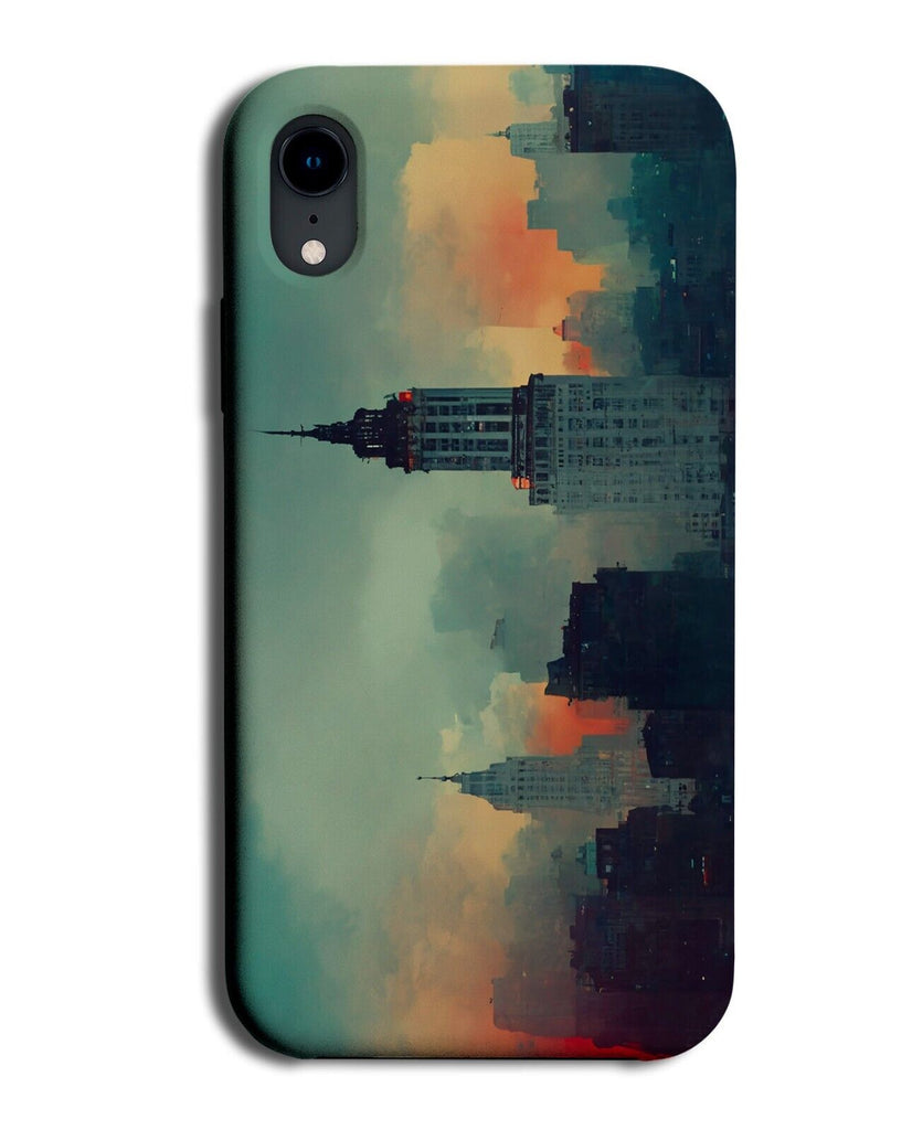 New York City Skyline Oil Painting Print Phone Case Cover Foggy Fog Sky Line Q93