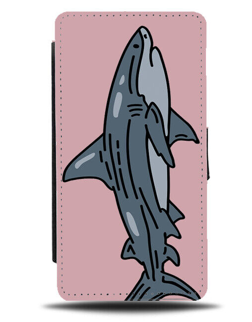 Great White Shark Drawing Cartoon Flip Wallet Case Sharks Illustration K265