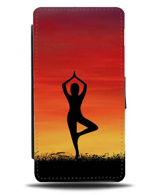 Yoga Flip Cover Wallet Phone Case Meditation Womens Sunrise Sunset Girls i772