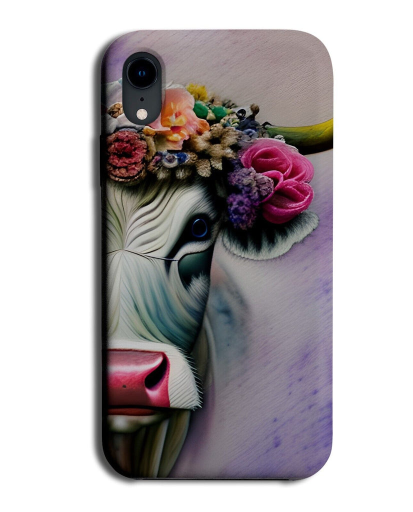 Colourful Cow Artwork Print Phone Case Cover Painting Cows Flowers Crown AG61