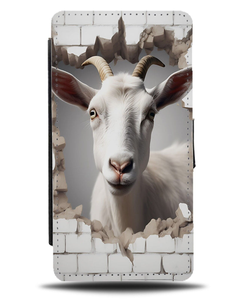 Funny Goat Flip Wallet Case Goats Novelty 3D Effect Style Print White Rams DA39
