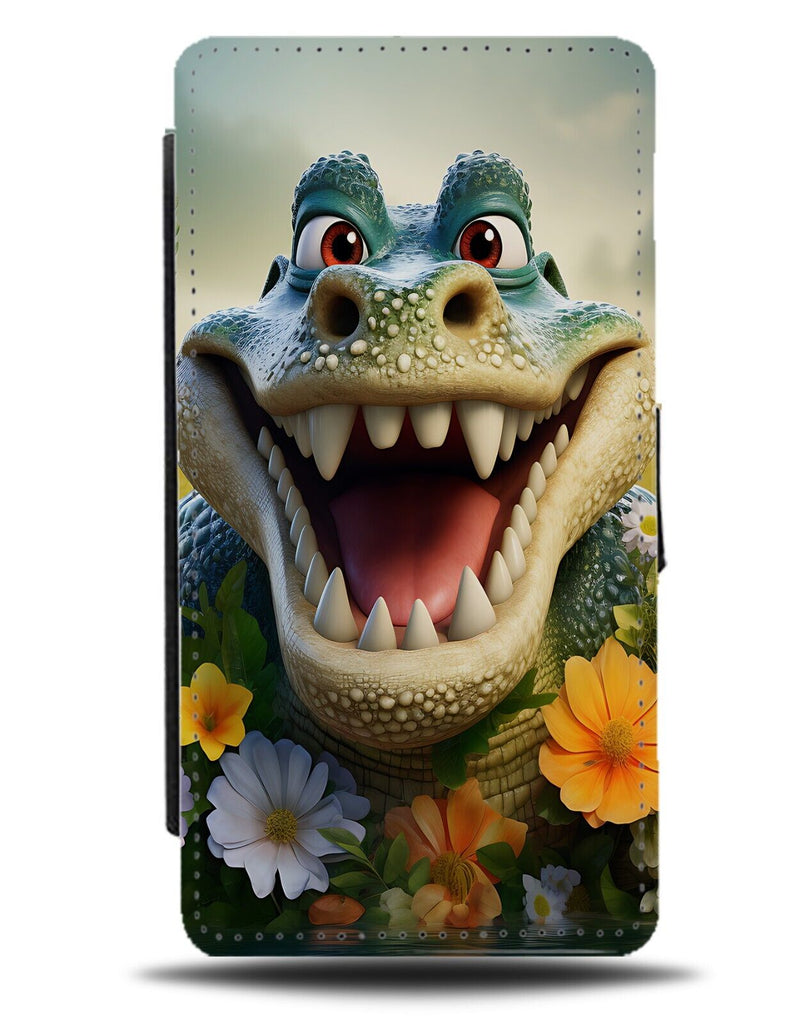 Grinning Alligator Flip Wallet Case Alligators Funny Laughing Crocodile DC66