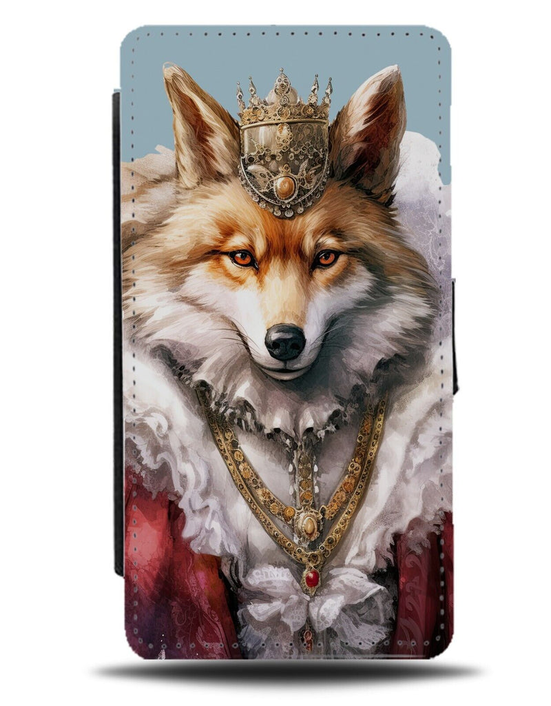 Funny Wolf Victorian Queen Flip Wallet Case King Wolves Face Historic Royal CT30