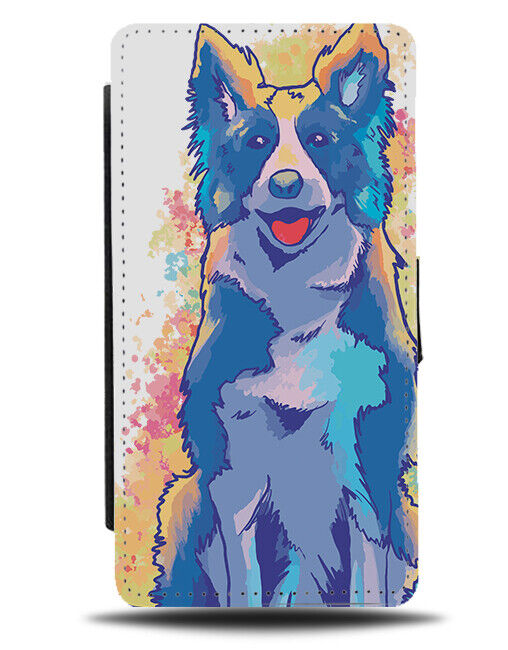 Watercolour Border Collie Painting Picture Flip Wallet Case Dog Dogs Art N031