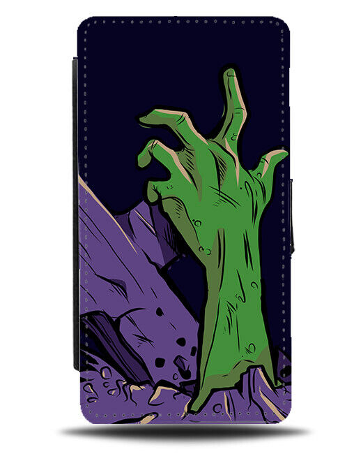Cartoon Zombie Hand Flip Wallet Case Grave Zombies Out Of Ground Halloween N600