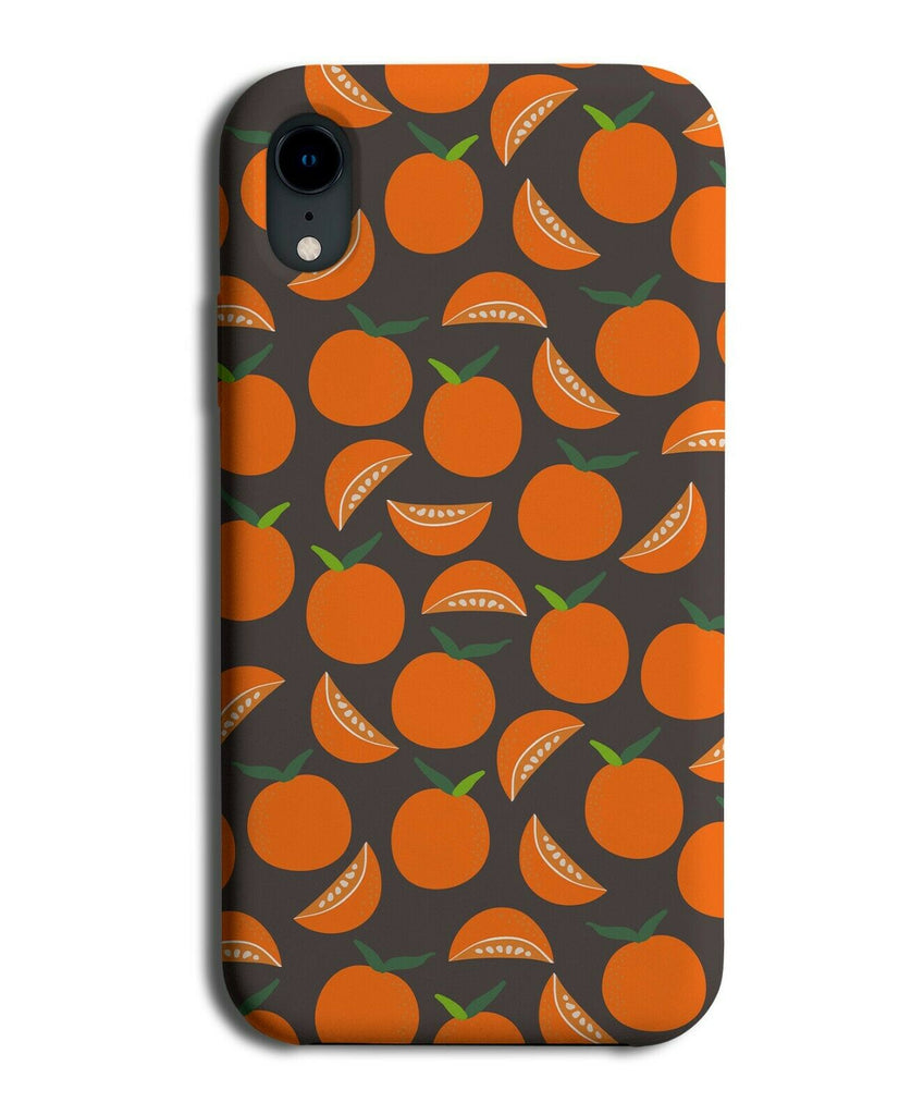 Black and Orange Fruit Pattern Phone Case Cover Oranges Retro Style 60s F074
