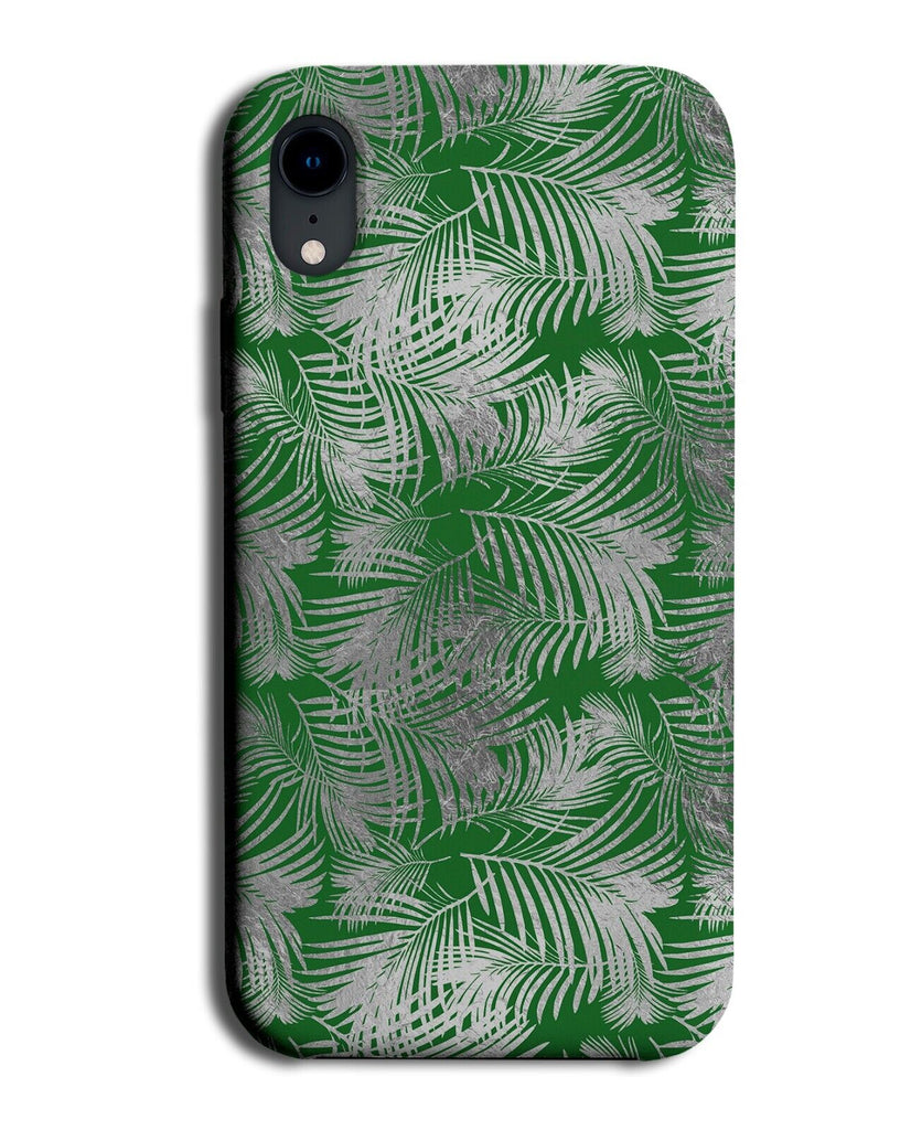 Green and Silver Tropical Leaf Foil Print Phone Case Cover Leaves Jungle CN83