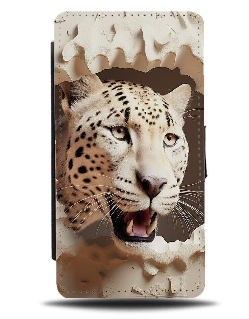 Leopard Breaking Wall Animal 3D Style Print Flip Wallet Case Leopard Face CV93