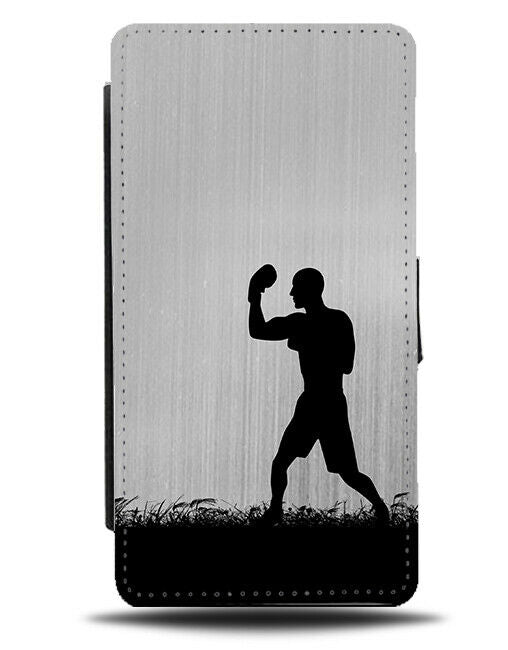 Boxing Flip Cover Wallet Phone Case Boxer Gloves Fighter Gift Silver Grey i691