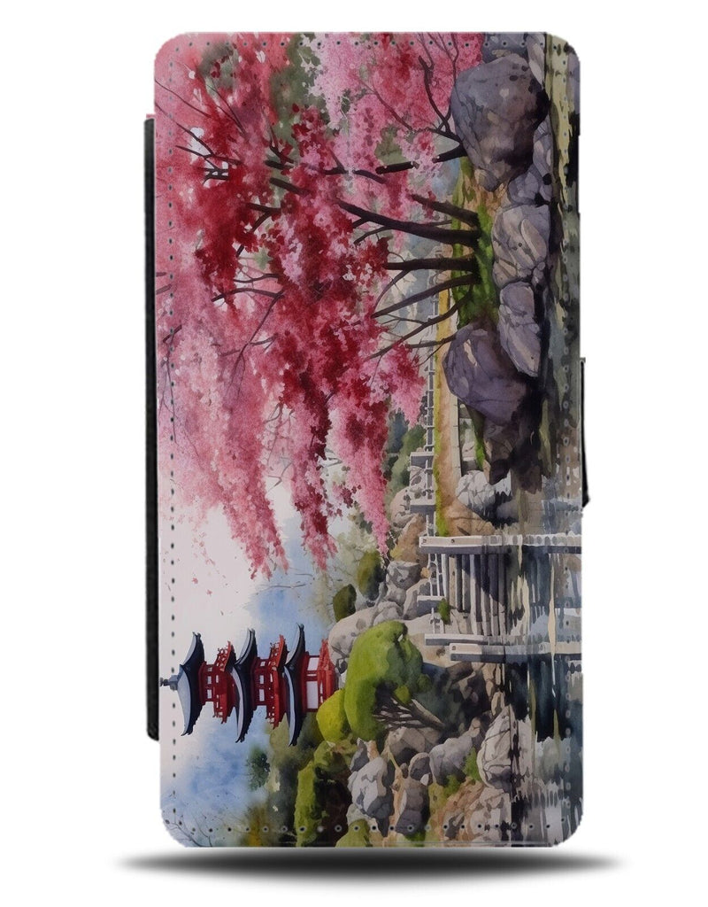 Japanese Temple Flip Wallet Case Temples Japan Flowers Shrine Shrines Tree AU27