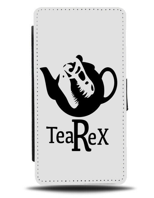 Funny Dinosaur T Rex Flip Cover Wallet Phone Case Tea Teapot Dinosaurs Head si40