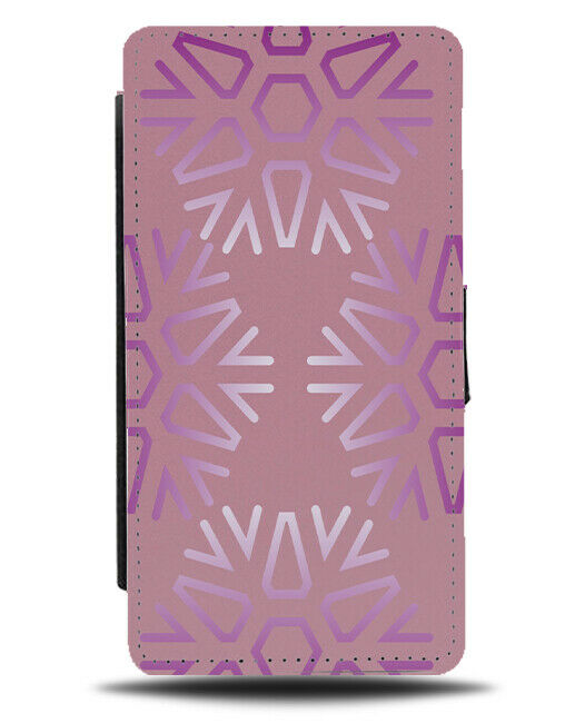 Pink and Purple Snowflake Outlines Flip Cover Wallet Phone Case Christmas B617