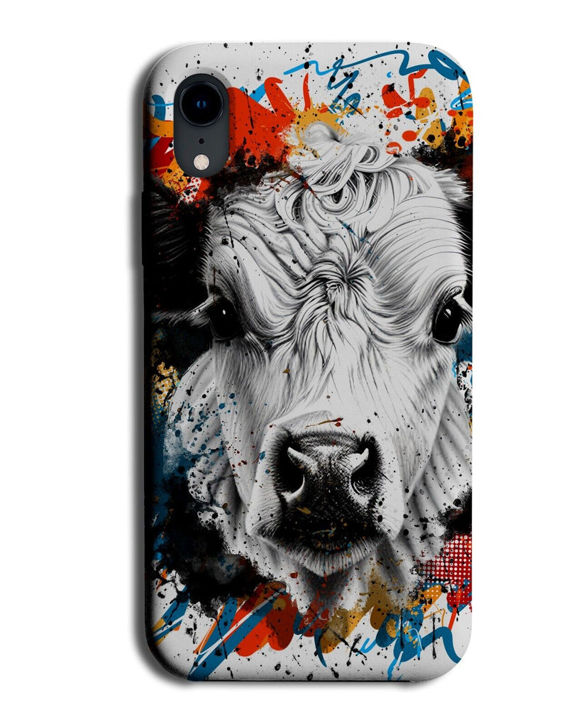 Cows Head Phone Case Cover Cow Colourful Paint Splats Face Calf Bull Face BG56
