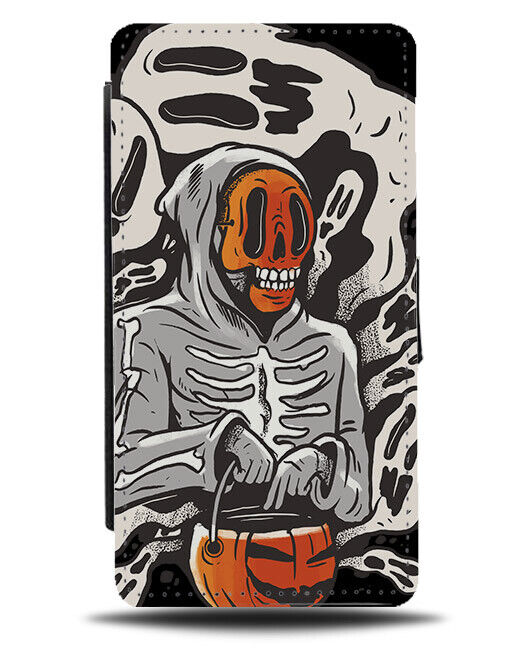 Spooky Pumpkin Ghost Flip Wallet Case Ghosts Ghouls Halloween Cartoon N497
