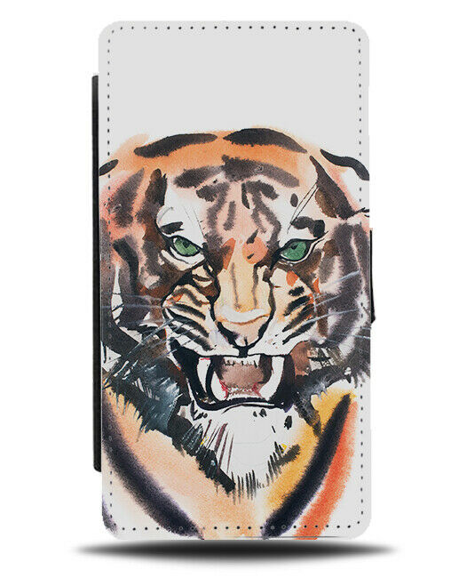 Tiger Watercolour Painted Picture Print Flip Wallet Case Face Tigers Art H294