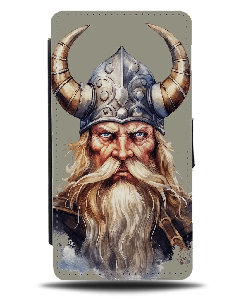Viking Warrior Flip Wallet Case Nordic Scandinavian Vikings Helmet Crown CT38