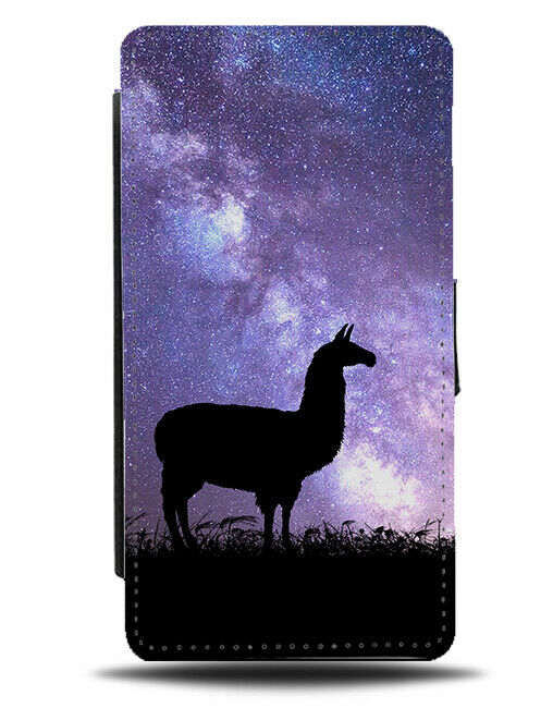 Llama Flip Cover Wallet Phone Case Llama Alpaca Alpacas Galaxy Moon Shape i215