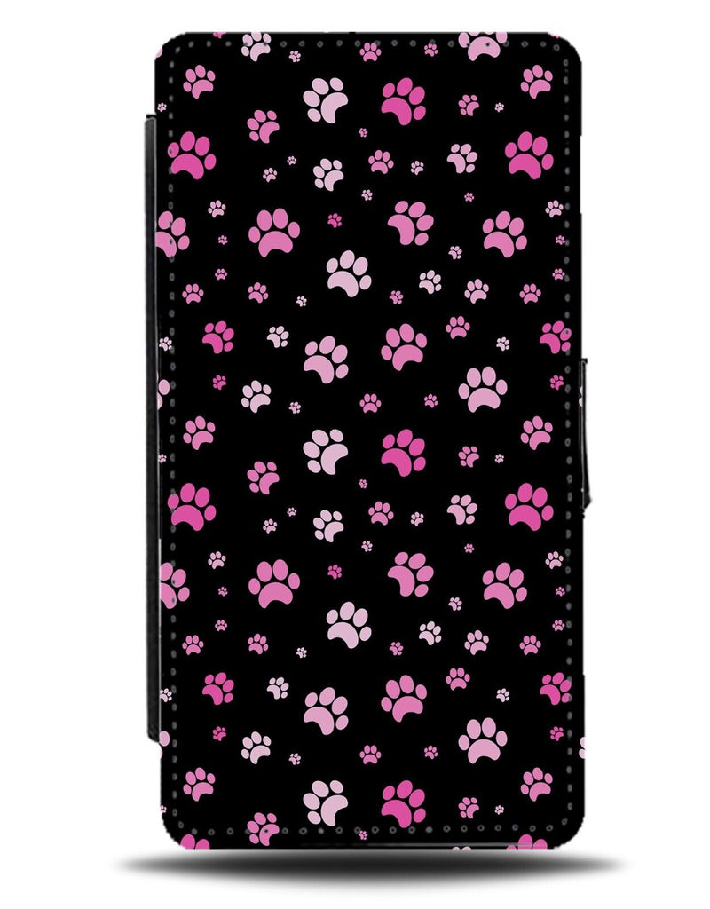 Pink Paw Prints Flip Wallet Case Paws Cats Kitten Dog Dogs Hot Black Grunge AL18