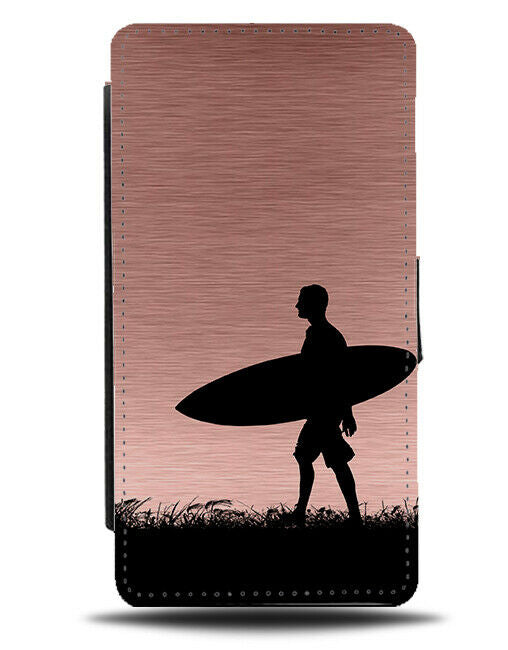 Surfboard Flip Cover Wallet Phone Case Surfer Surf Board Surfing Rose Gold i686