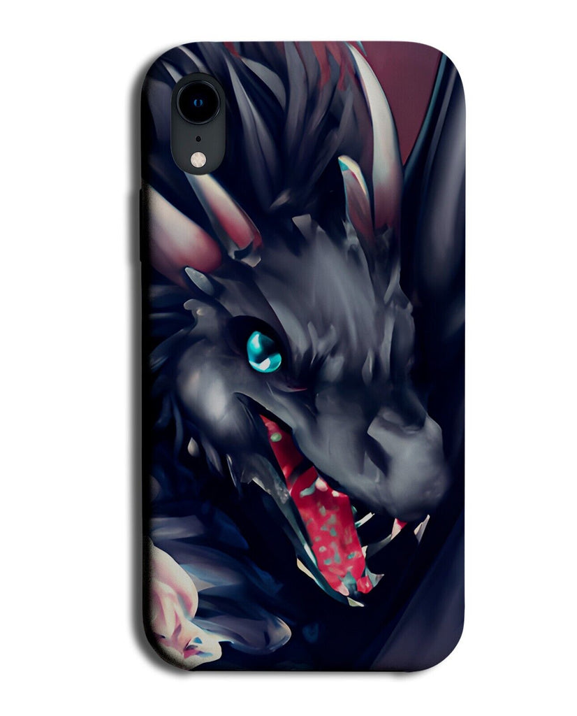 Black Scary Dragon Phone Case Cover Angry Evil Devil Coloured Dragons AM19