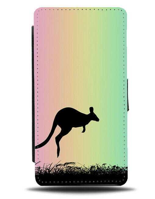Kangaroo Silhouette Flip Cover Wallet Phone Case Kangaroos Colourful I088