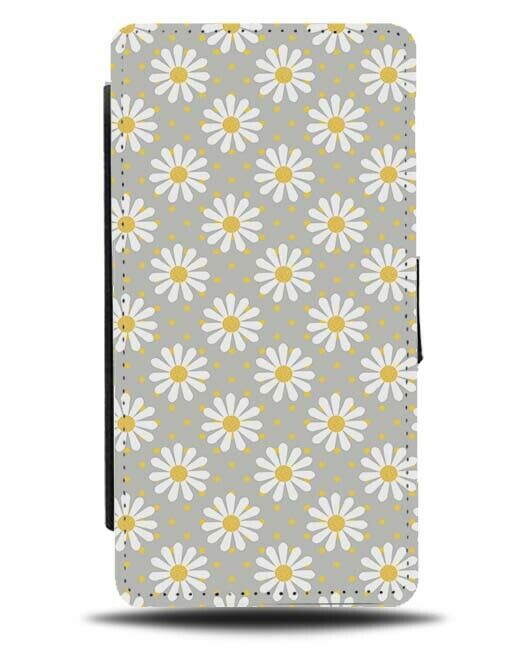 Daisy With Grey Background Flip Wallet Case Floral Flowery Daisies Petals F522