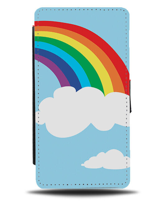 Rainbow On Cloud In The Sky Flip Wallet Case Blue Clouds Rainbows Photo K214