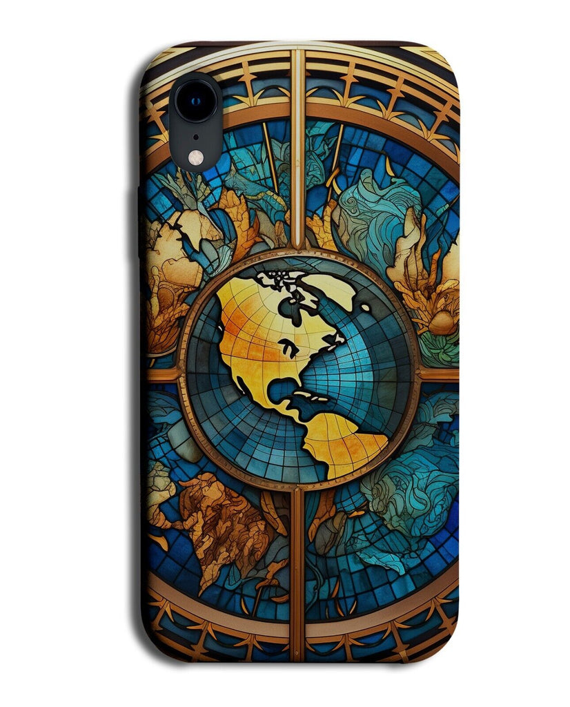 Stained Window Glass World Map Design On Phone Case Cover Maps Atlas Globe DF97