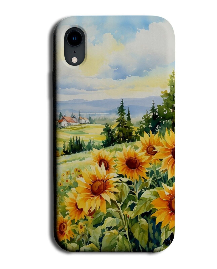 Sunflower Field Phone Case Cover Sunflowers Summer Field Meadow Watercolor CR21