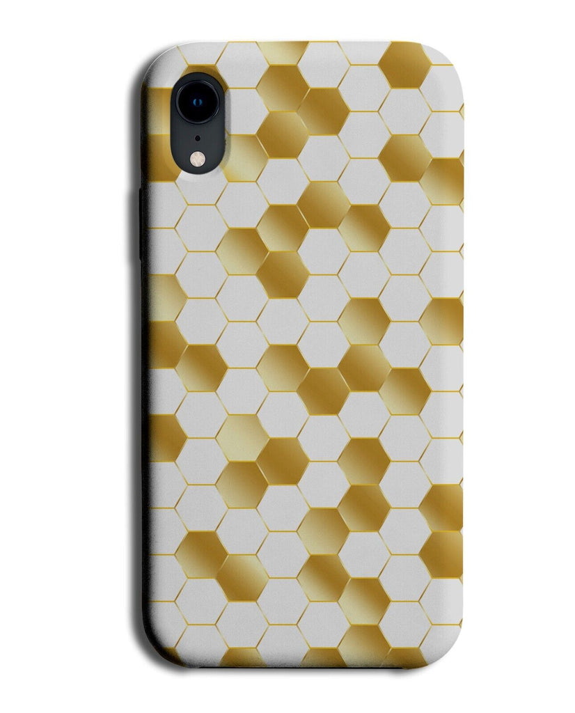 White and Gold Geometric Pattern Phone Case Cover Golden Hexagons Shapes Q803