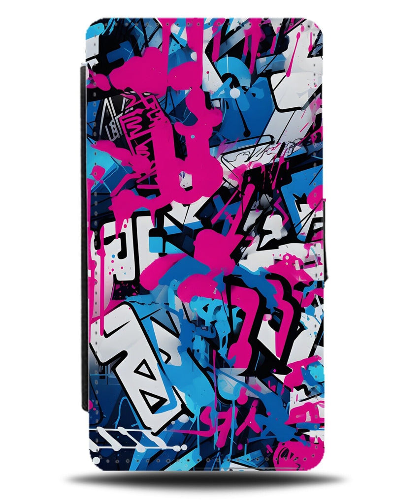 Blue and Pink Graffiti Style Flip Wallet Case Theme Artist Street Art DA50
