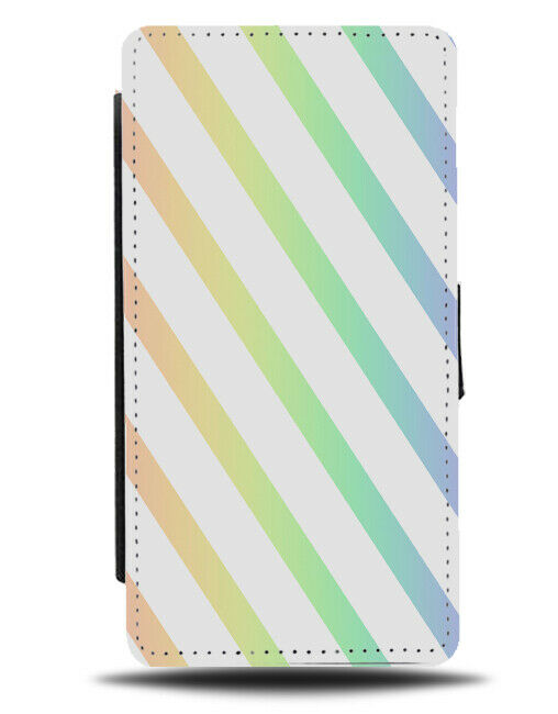 White and Rainbow Stripes On Flip Cover Wallet Phone Case Pattern Colourful i809