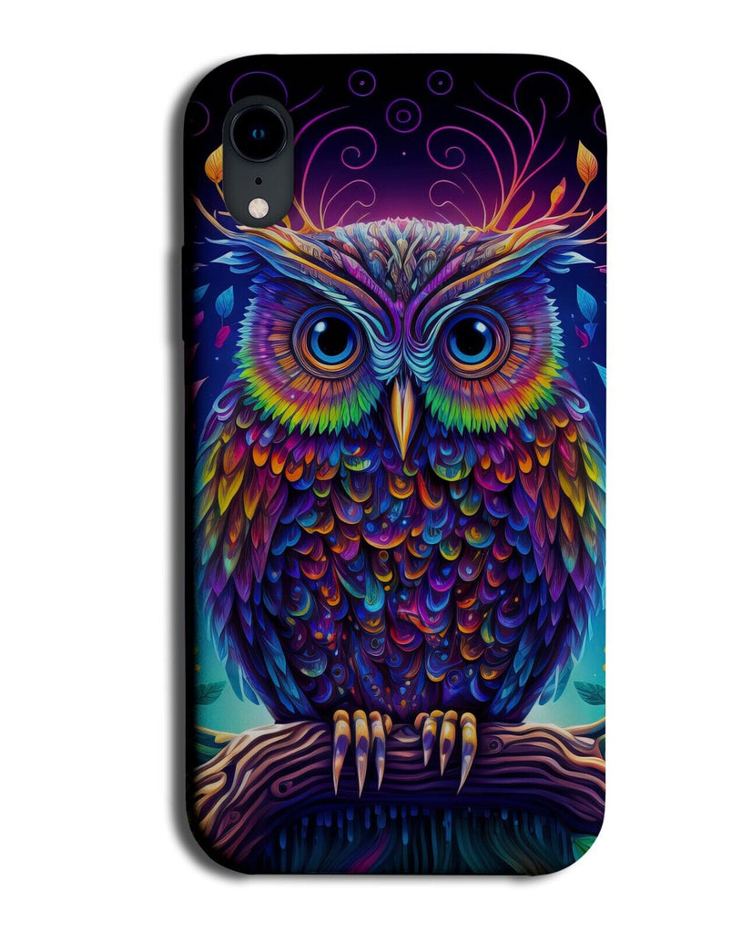 Multicolour Owl Head Phone Case Cover Rainbow Owls Body Psychedelic Fantasy BS90